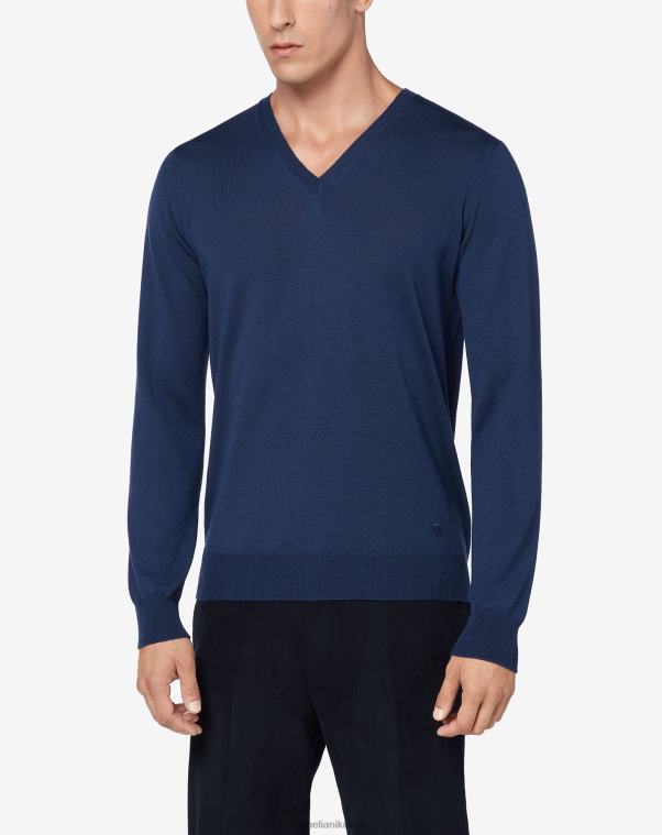 رجال Corneliani الأزرق الملكي ميرينو وولف الرقبة ملابس Z2F68161