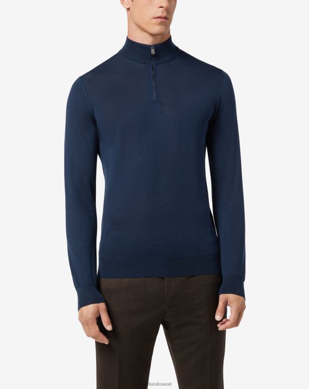 رجال Corneliani الأزرق الملكي ياقة مدورة من صوف ميرينو 18 جرامًا ملابس Z2F68135