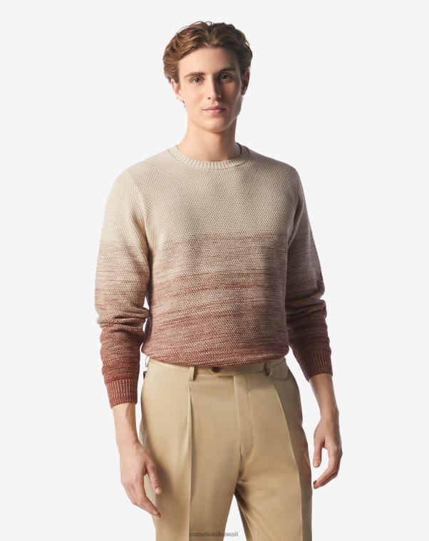 رجال Corneliani البيج الطبيعي سترة بياقة دائرية متماسكة ملابس Z2F68123