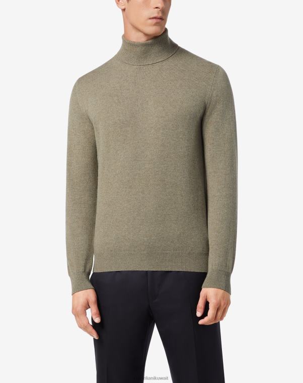 رجال Corneliani الجيش الأخضر الياقة المدورة الكشمير النقي ملابس Z2F68154