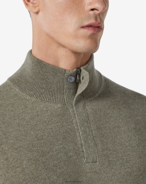 رجال Corneliani الجيش الأخضر رقبة دوارة من الكشمير مع أزرار ملابس Z2F68160