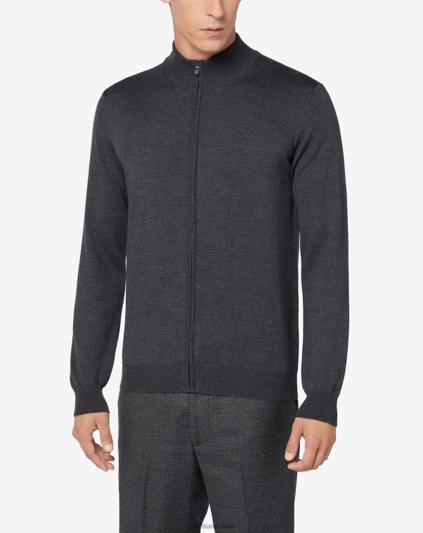 رجال Corneliani الرمادي الداكن سترة من صوف ميرينو بسحاب كامل ملابس Z2F68174