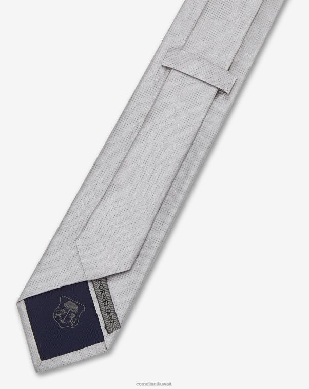 رجال Corneliani الرمادي اللؤلؤ ربطة عنق حريرية بنقش صغير مُكَمِّلات Z2F6839