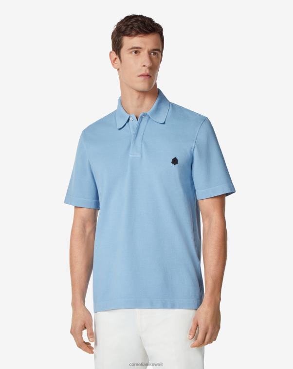 رجال Corneliani السماء الزرقاء بولو بيكيه قطني مستدام ملابس Z2F68250