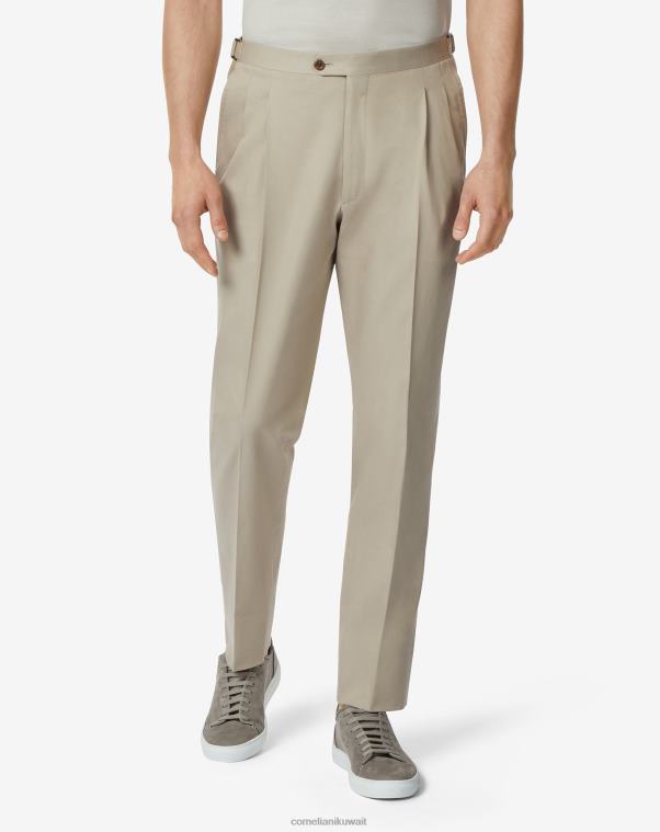 رجال Corneliani اللون البيج اثنين من السراويل القطنية القابلة للتمدد ملابس Z2F68305