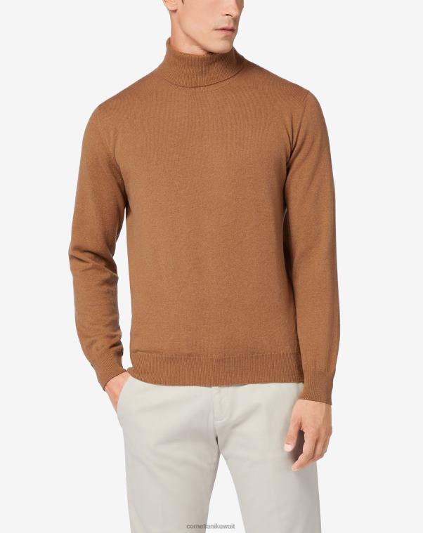 رجال Corneliani اللون البيج الياقة المدورة من الكشمير الخالص باللون الجملي ملابس Z2F68152