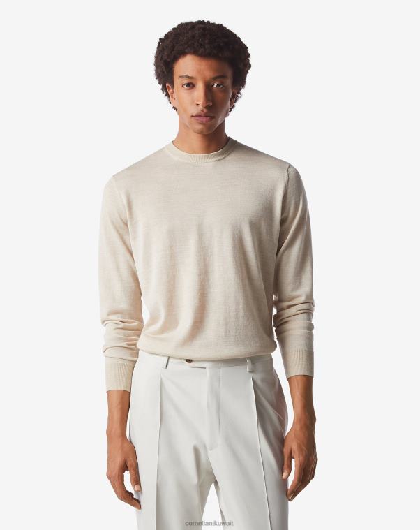 رجال Corneliani اللون البيج بلوفر من القطن والحرير خفيف للغاية ملابس Z2F68138