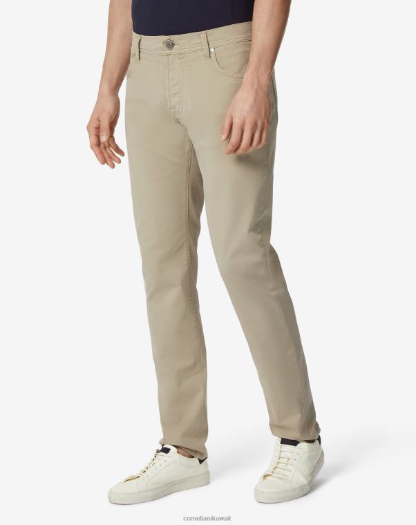 رجال Corneliani اللون البيج بنطلون من القطن المطاطي بخمسة جيوب ملابس Z2F68353