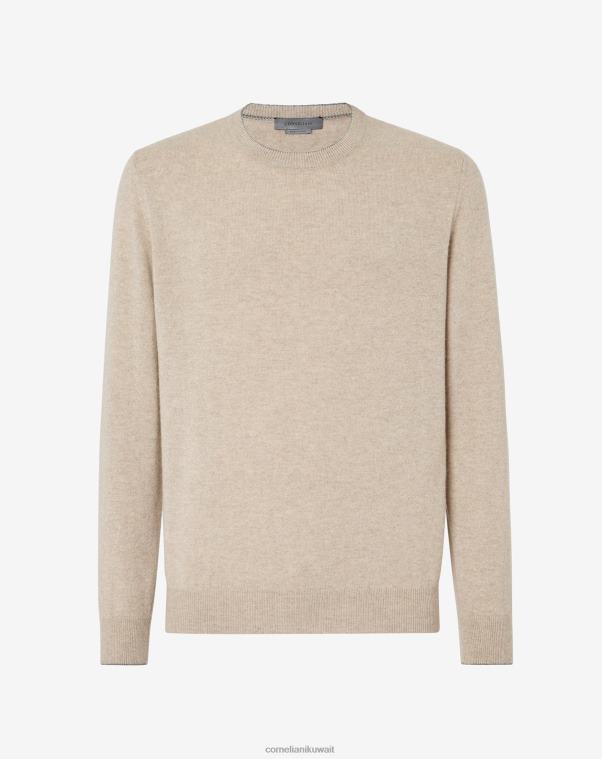 رجال Corneliani اللون البيج رقبة دائرية من الكشمير النقي ملابس Z2F68143