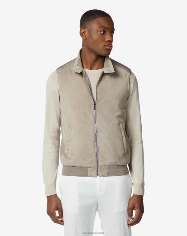 رجال Corneliani اللون البيج سترة قطنية مبطنة من الجلد ملابس Z2F68102