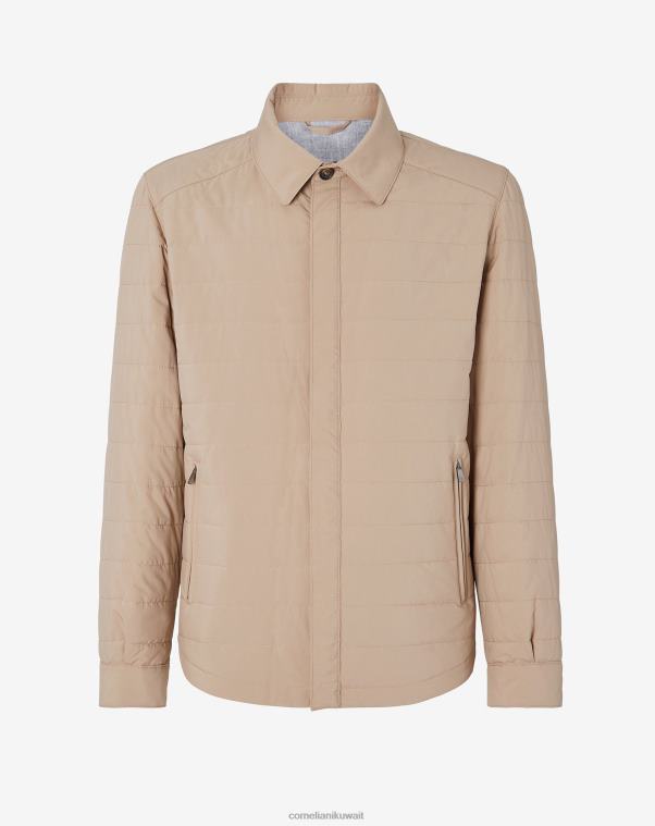 رجال Corneliani اللون البيج سترة مبطنة مقاومة للماء ملابس Z2F6880