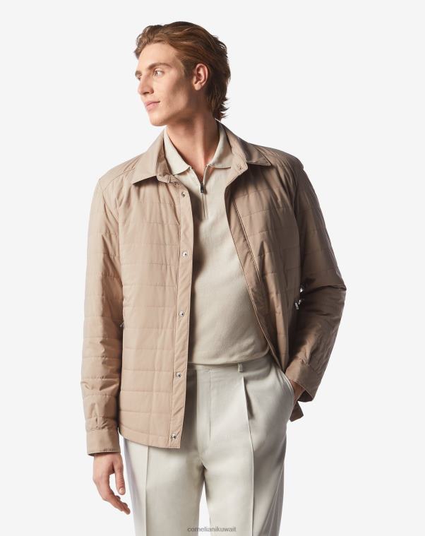 رجال Corneliani اللون البيج سترة مبطنة مقاومة للماء ملابس Z2F6880