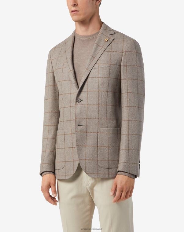 رجال Corneliani اللون البيج سترة من الصوف والليوسيل ذات زرين ملابس Z2F6876