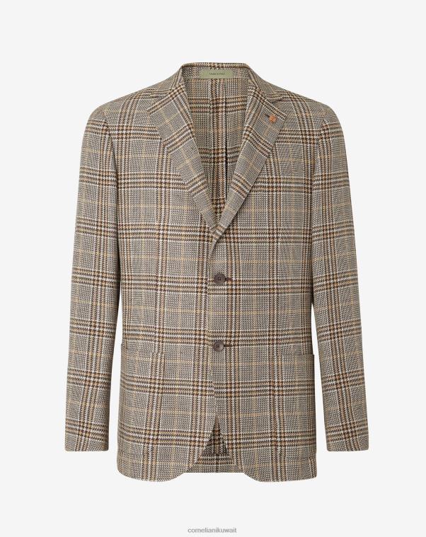 رجال Corneliani اللون البيج سترة من القطن والكتان بزرين ملابس Z2F6849