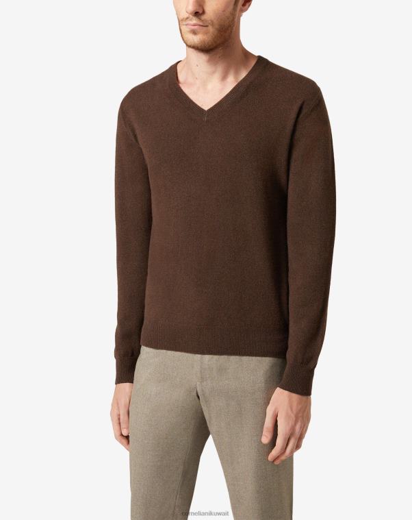 رجال Corneliani بني سترة الكشمير الخامس الرقبة ملابس Z2F68139