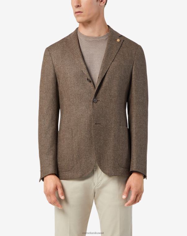 رجال Corneliani بني سترة من الصوف بثلاثة أزرار ملابس Z2F6875