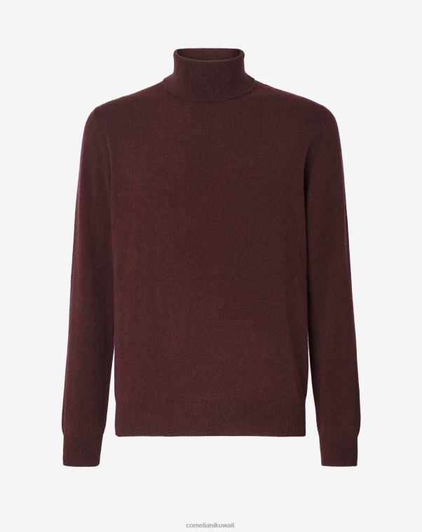 رجال Corneliani بورجوندي الياقة المدورة الكشمير النقي ملابس Z2F68153