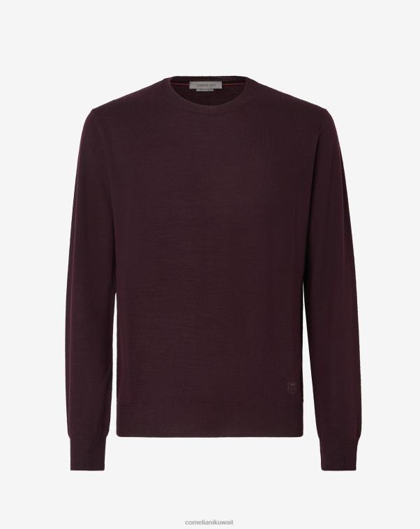 رجال Corneliani بورجوندي بلوفر من صوف ميرينو برقبة دائرية ملابس Z2F68168