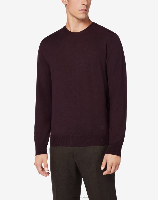 رجال Corneliani بورجوندي بلوفر من صوف ميرينو برقبة دائرية ملابس Z2F68168