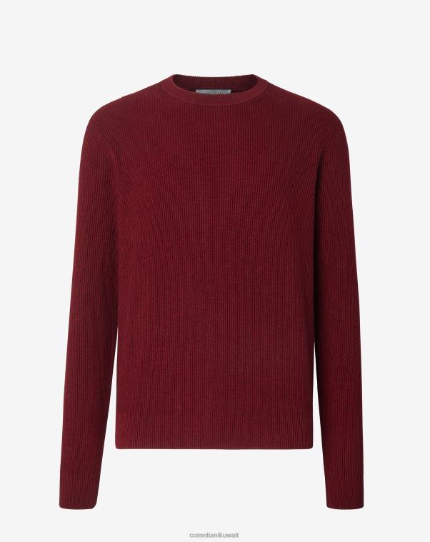 رجال Corneliani بورجوندي رقبة دائرية من الحرير والكشمير ملابس Z2F68141