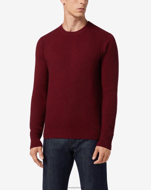 رجال Corneliani بورجوندي رقبة دائرية من الحرير والكشمير ملابس Z2F68141