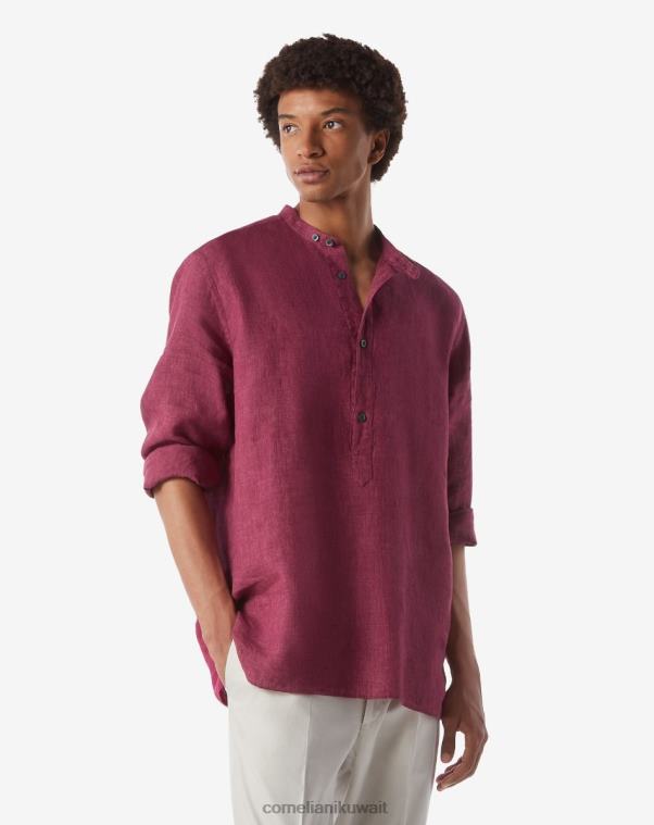 رجال Corneliani بوردو قميص من الكتان الخالص ملابس Z2F68224