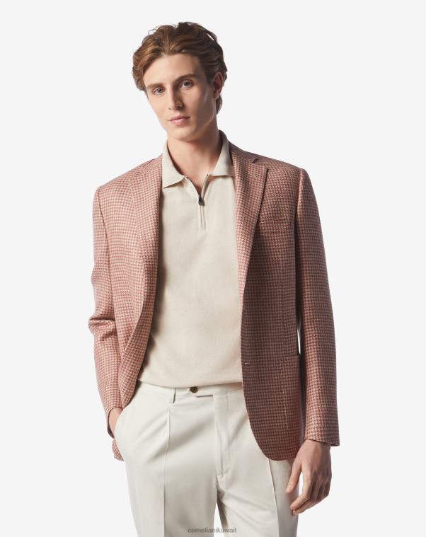 رجال Corneliani خشب الورد سترة من الصوف والكتان ذات زرين ملابس Z2F6863