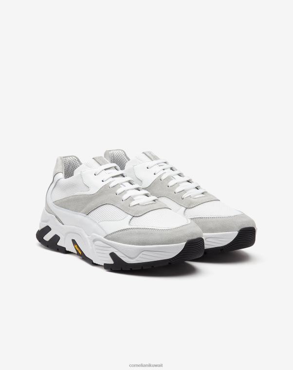 رجال Corneliani رمادي أحذية رياضية جلدية مع نسيج تقني أحذية Z2F68414