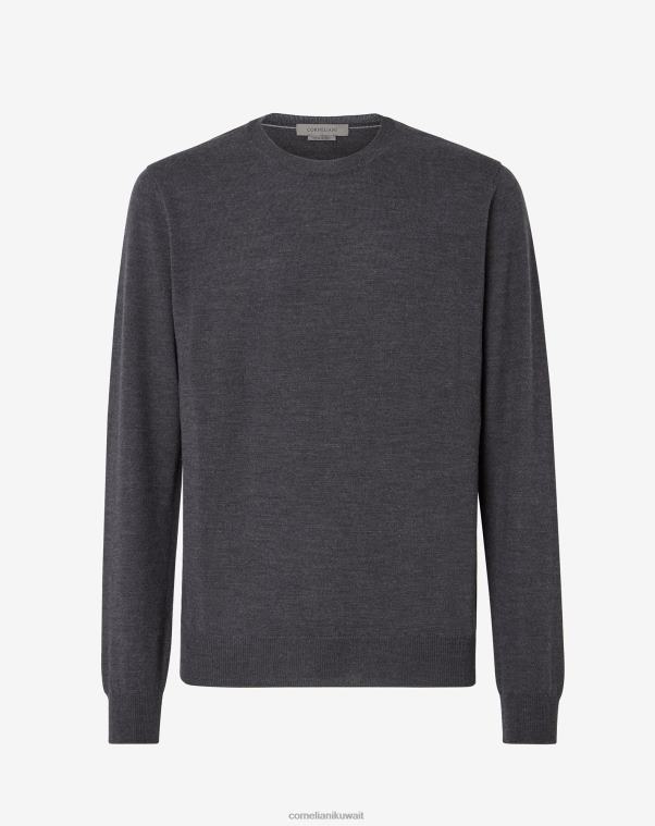 رجال Corneliani رمادي بلوفر من صوف ميرينو برقبة دائرية ملابس Z2F68167