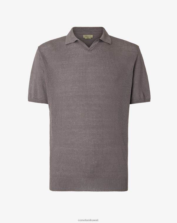 رجال Corneliani رمادي بولو دوفي عضوي بأكمام قصيرة ملابس Z2F68251