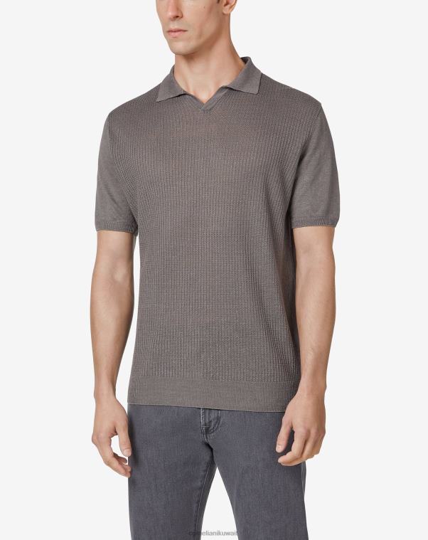 رجال Corneliani رمادي بولو دوفي عضوي بأكمام قصيرة ملابس Z2F68251
