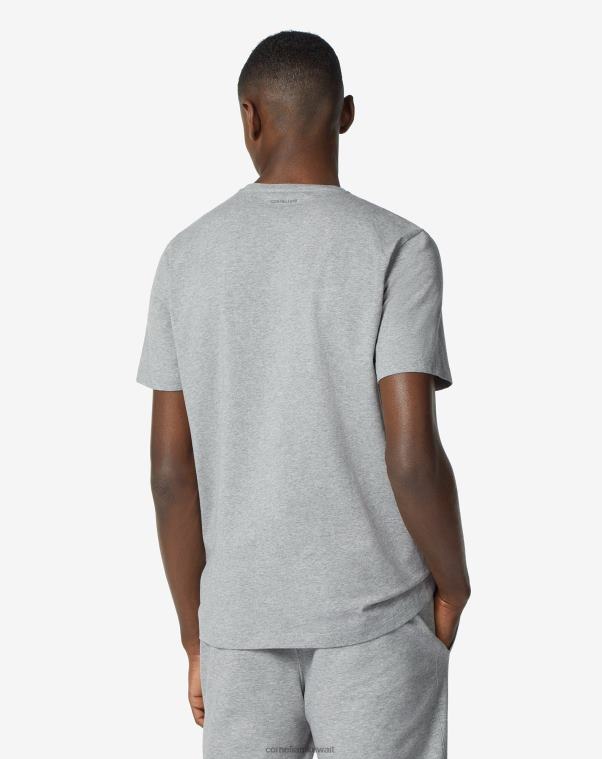 رجال Corneliani رمادي تي شيرت من القطن بياقة دائرية وطبعة ملابس Z2F68286