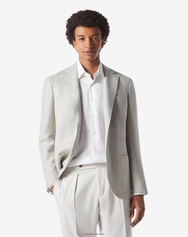 رجال Corneliani رمادي سترة من الصوف والكتان ذات زرين ملابس Z2F6865