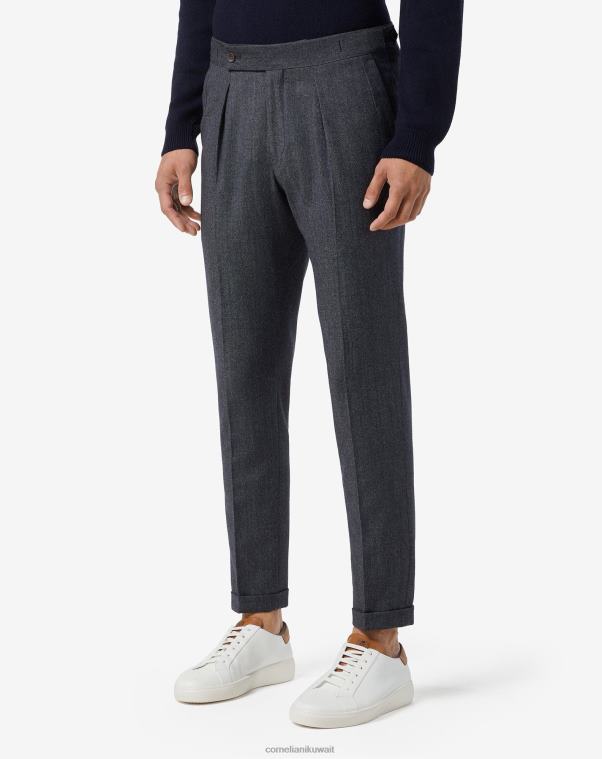 رجال Corneliani رمادي سراويل من الصوف والقطن العضوي ملابس Z2F68328