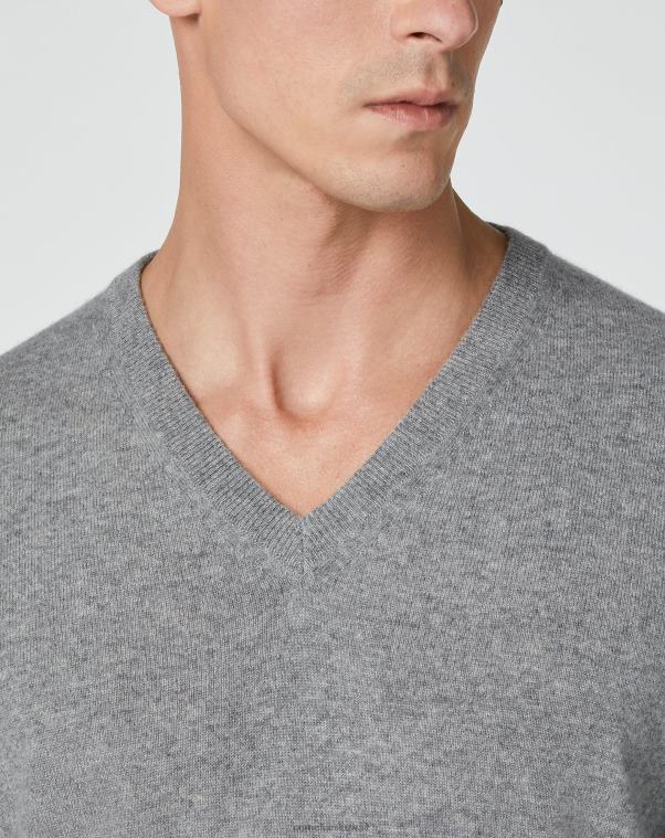 رجال Corneliani رمادي شاحب رقبة على شكل حرف V من الكشمير النقي ملابس Z2F68140