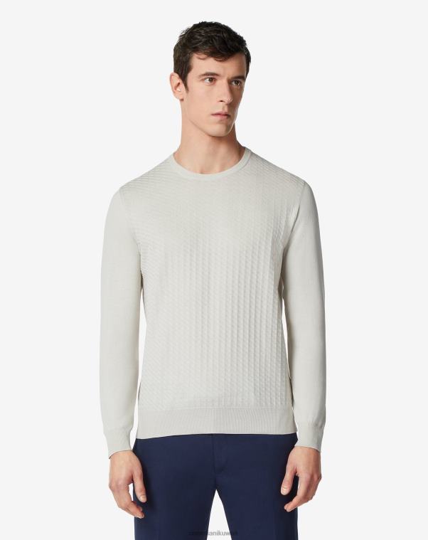 رجال Corneliani رمادي فاتح سترة بياقة دائرية من قطن بيما باللون الرمادي الفاتح ملابس Z2F68112