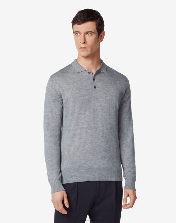 رجال Corneliani رمادي قميص بولو من مزيج القطن الخفيف للغاية ملابس Z2F68283