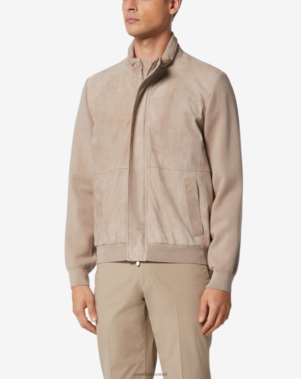 رجال Corneliani رمل سترة محبوكة وجلد الغزال ملابس Z2F68107