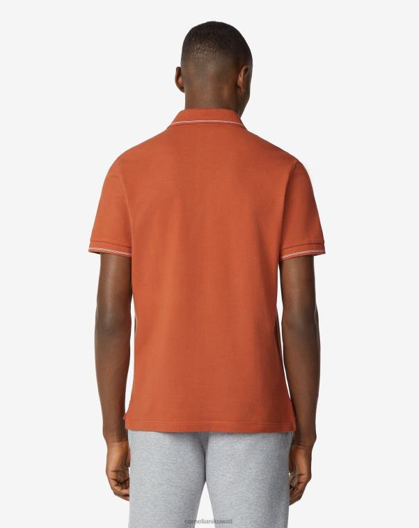 رجال Corneliani سيينا المحروقة بولو قطن بيكيه ملابس Z2F68246