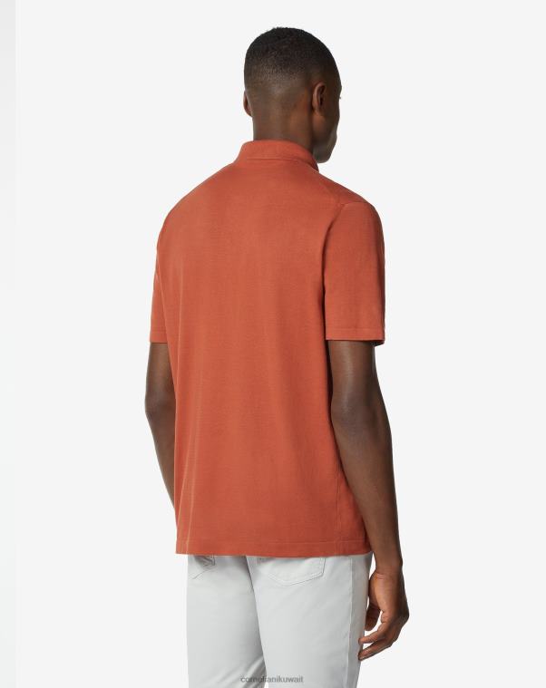 رجال Corneliani سيينا المحروقة قميص بولو بسحاب من القطن الخفيف للغاية ملابس Z2F68267