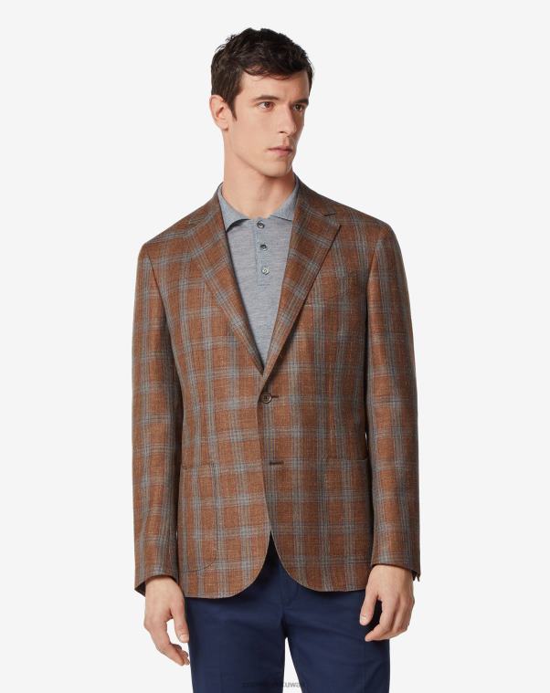 رجال Corneliani سيينا سترة من الصوف والكتان ذات زرين ملابس Z2F6874