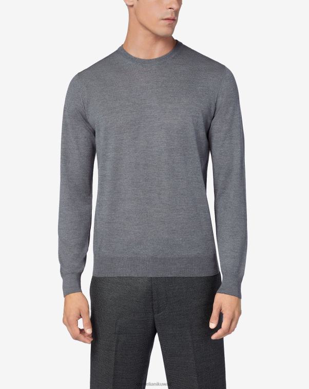 رجال Corneliani مزيج الرمادي رقبة دائرية من صوف ميرينو 18 جرامًا ملابس Z2F68114